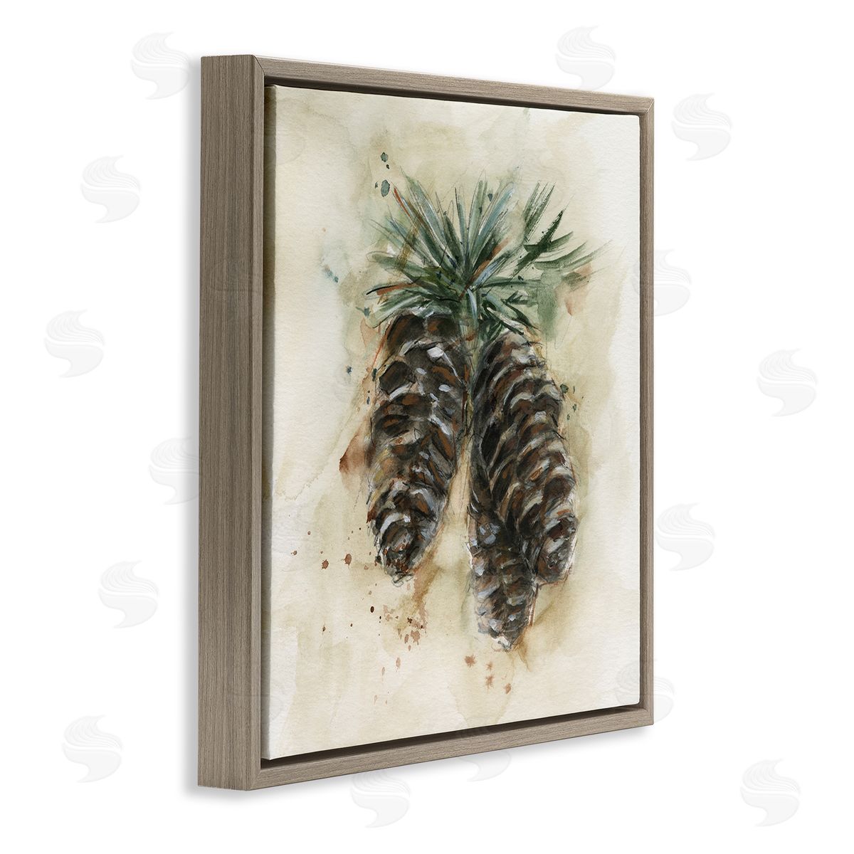 Ethan Harper Rustic Forest Pinecone Brown Floating Frame Canvas Wall Art Print