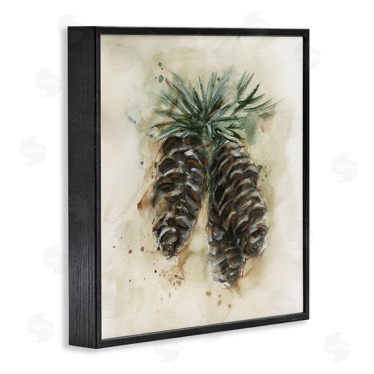 Ethan Harper Rustic Forest Pinecone Black Framed Giclee Wall Art Print
