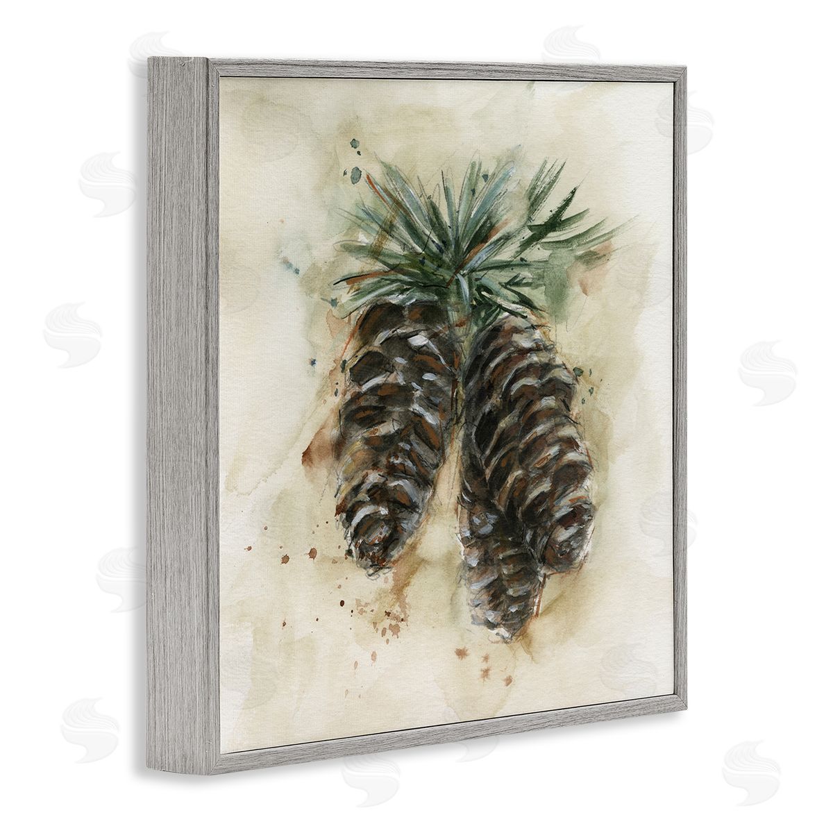 Ethan Harper Rustic Forest Pinecone Gray Framed Giclee Wall Art Print