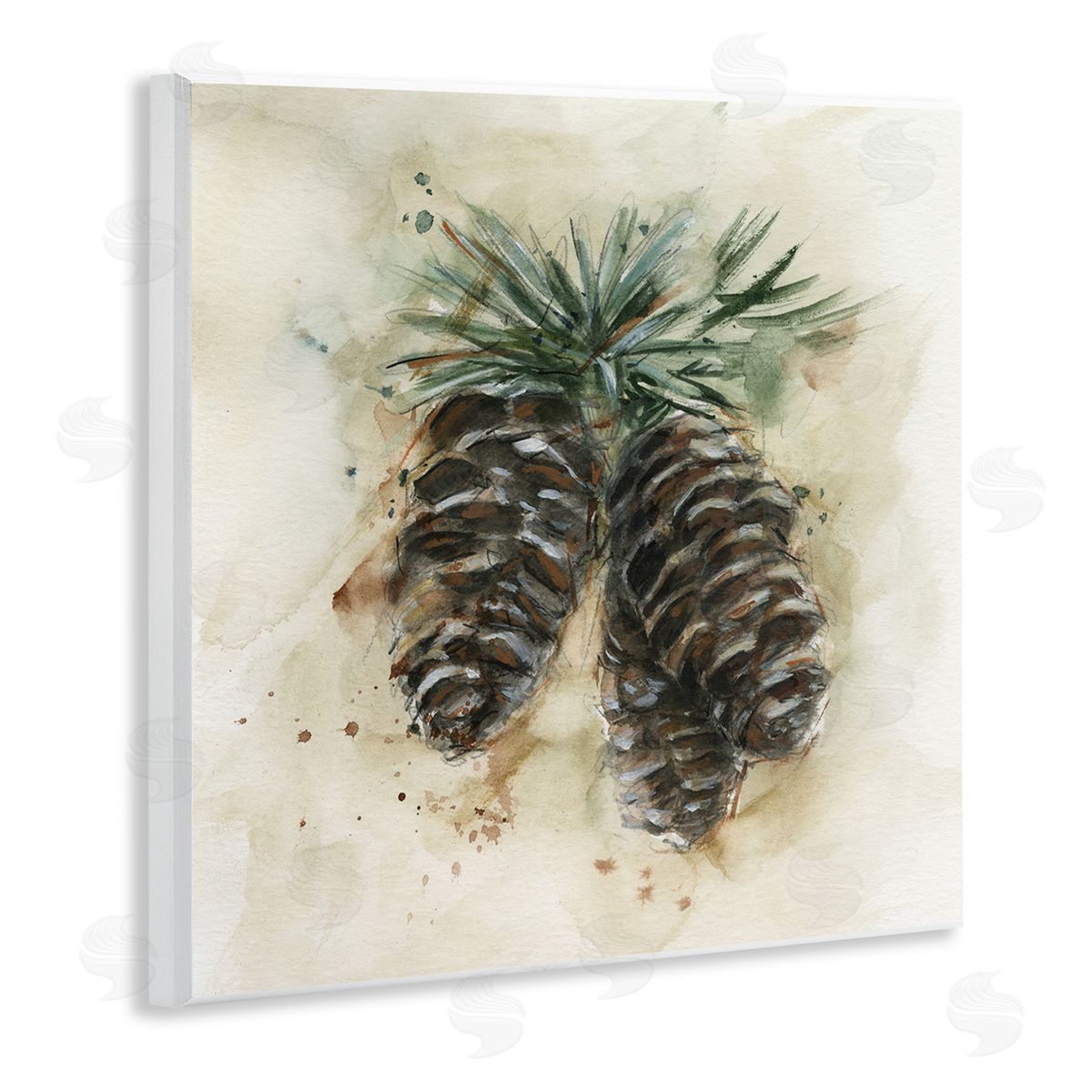 Ethan Harper Rustic Forest Pinecone Wooden Wall Plaque Art Print