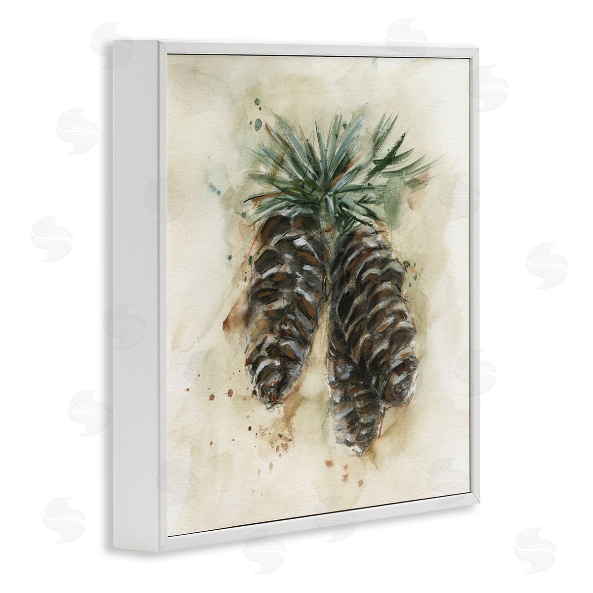 Ethan Harper Rustic Forest Pinecone White Framed Giclee Wall Art Print
