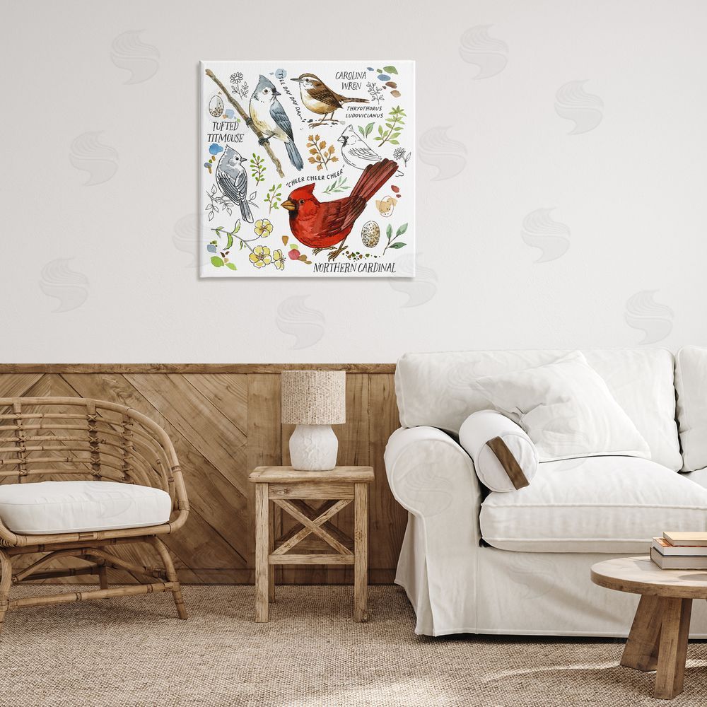 Jane Maday Bird Watching Chart Canvas Wall Art Print in Room