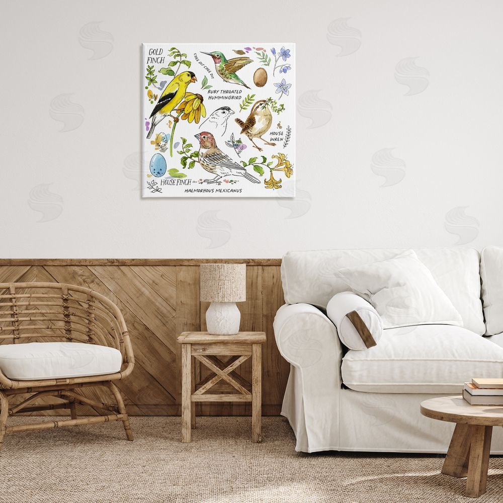 Jane Maday Local Birds Chart Canvas Wall Art Print in Room