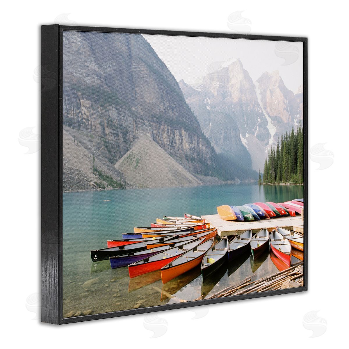 Cliffside Canoe Dock Black Frame Print Wall Art, Home Decor by Justine Milton