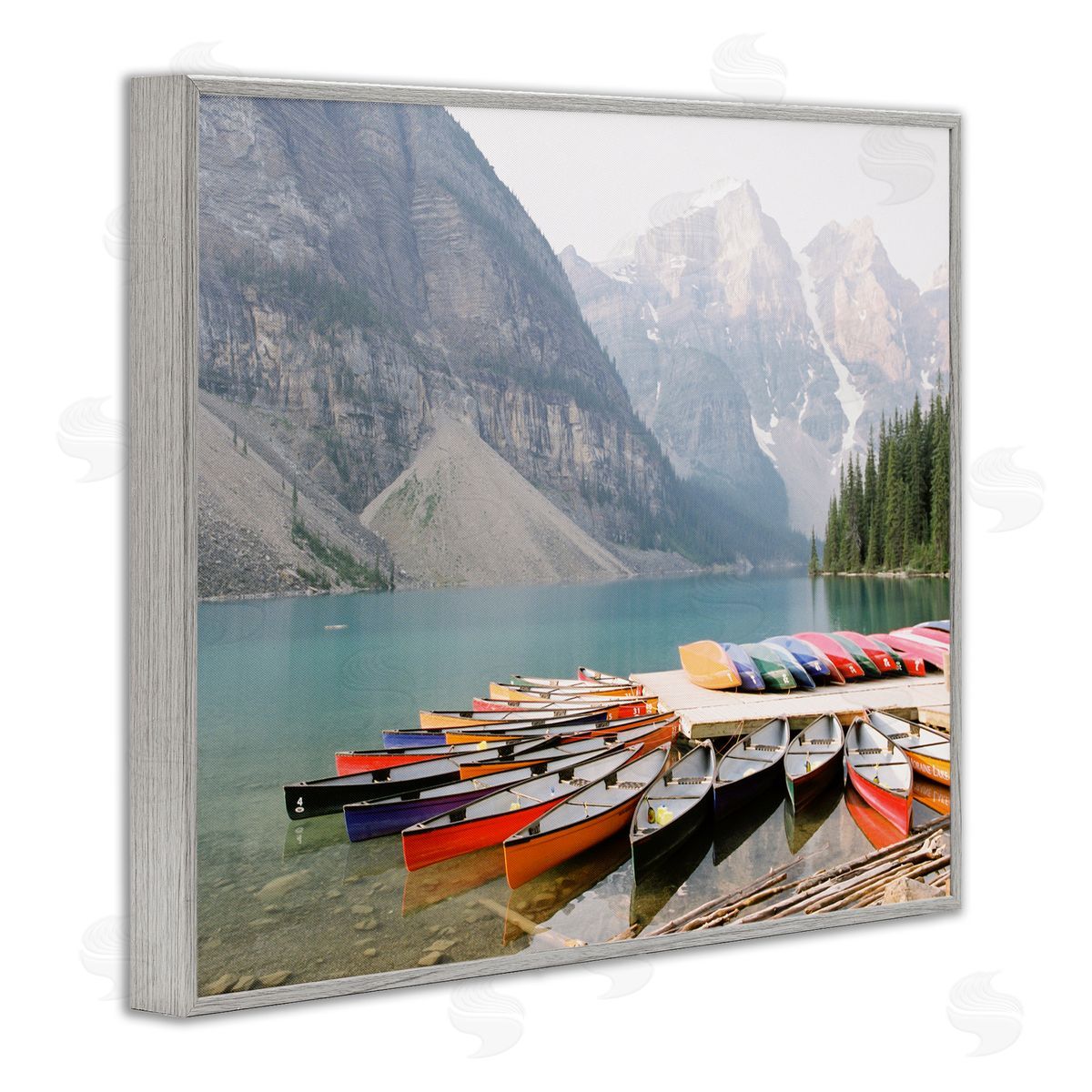 Cliffside Canoe Dock Grey Frame Print Wall Art, Home Decor by Justine Milton