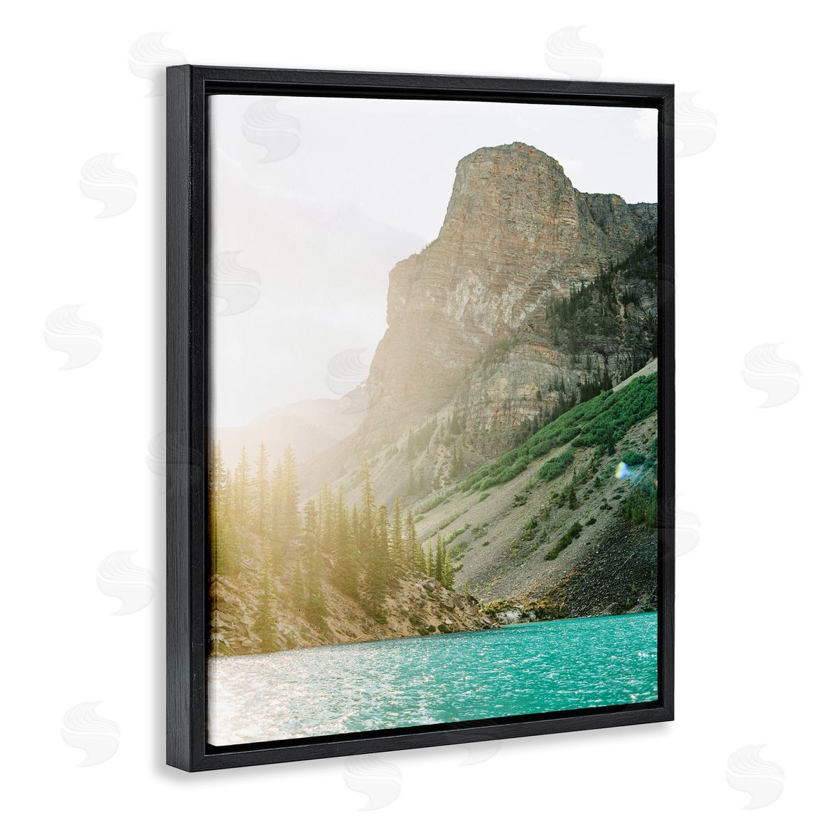Sunlit Hills Peak Black Floating Frame Canvas Wall Art, Home Decor by Justine Milton