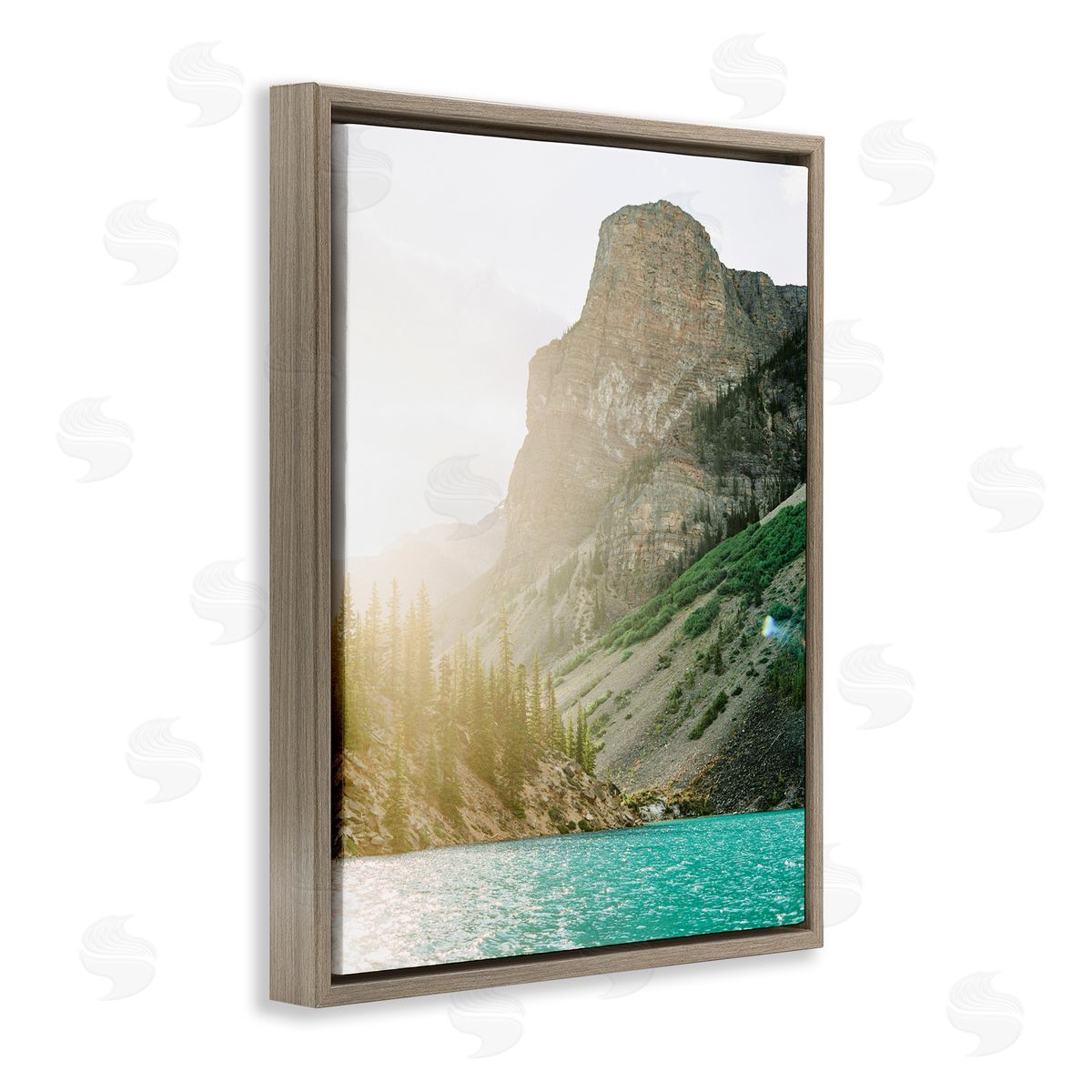 Sunlit Hills Peak Brown Floating Frame Canvas Wall Art, Home Decor by Justine Milton