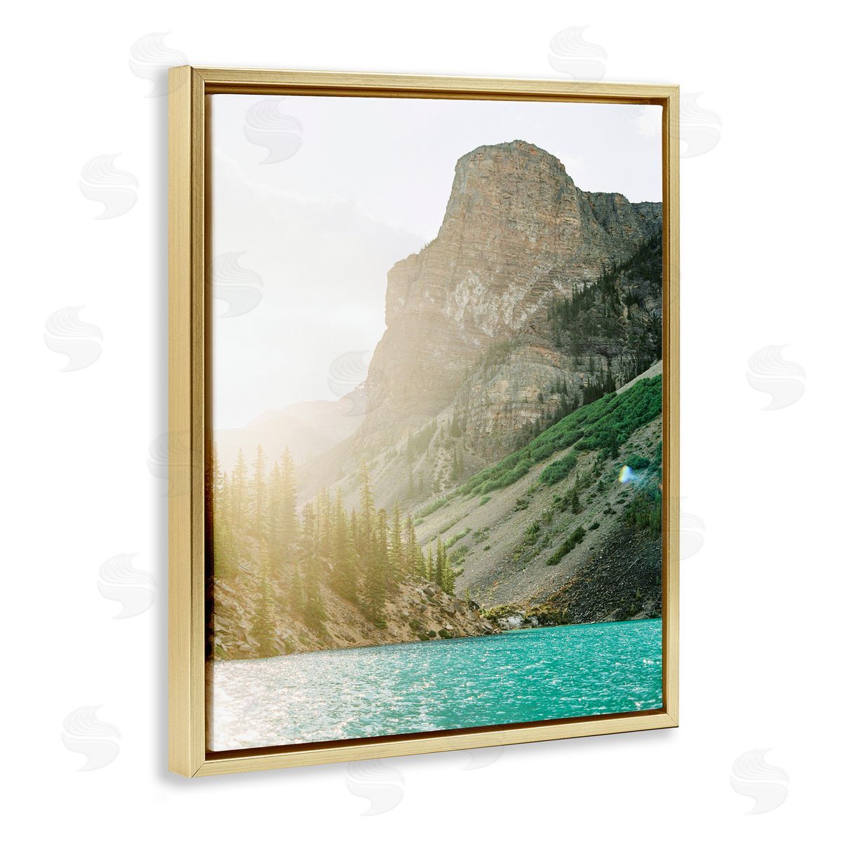 Sunlit Hills Peak Gold Floating Frame Canvas Wall Art, Home Decor by Justine Milton