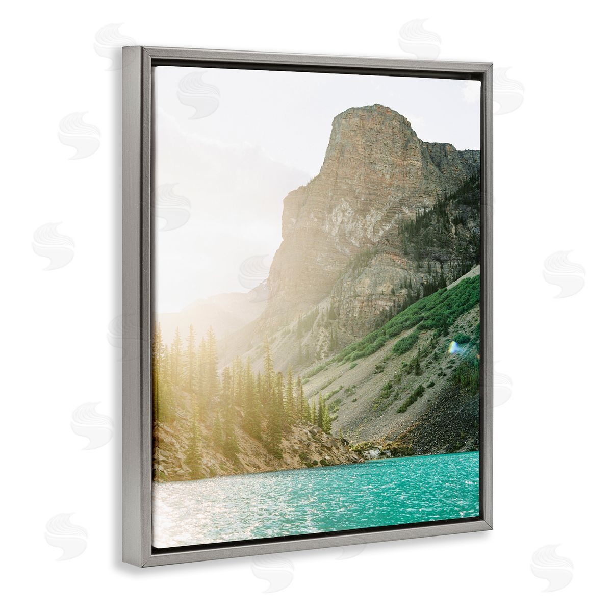 Sunlit Hills Peak Grey Floating Frame Canvas Wall Art, Home Decor by Justine Milton