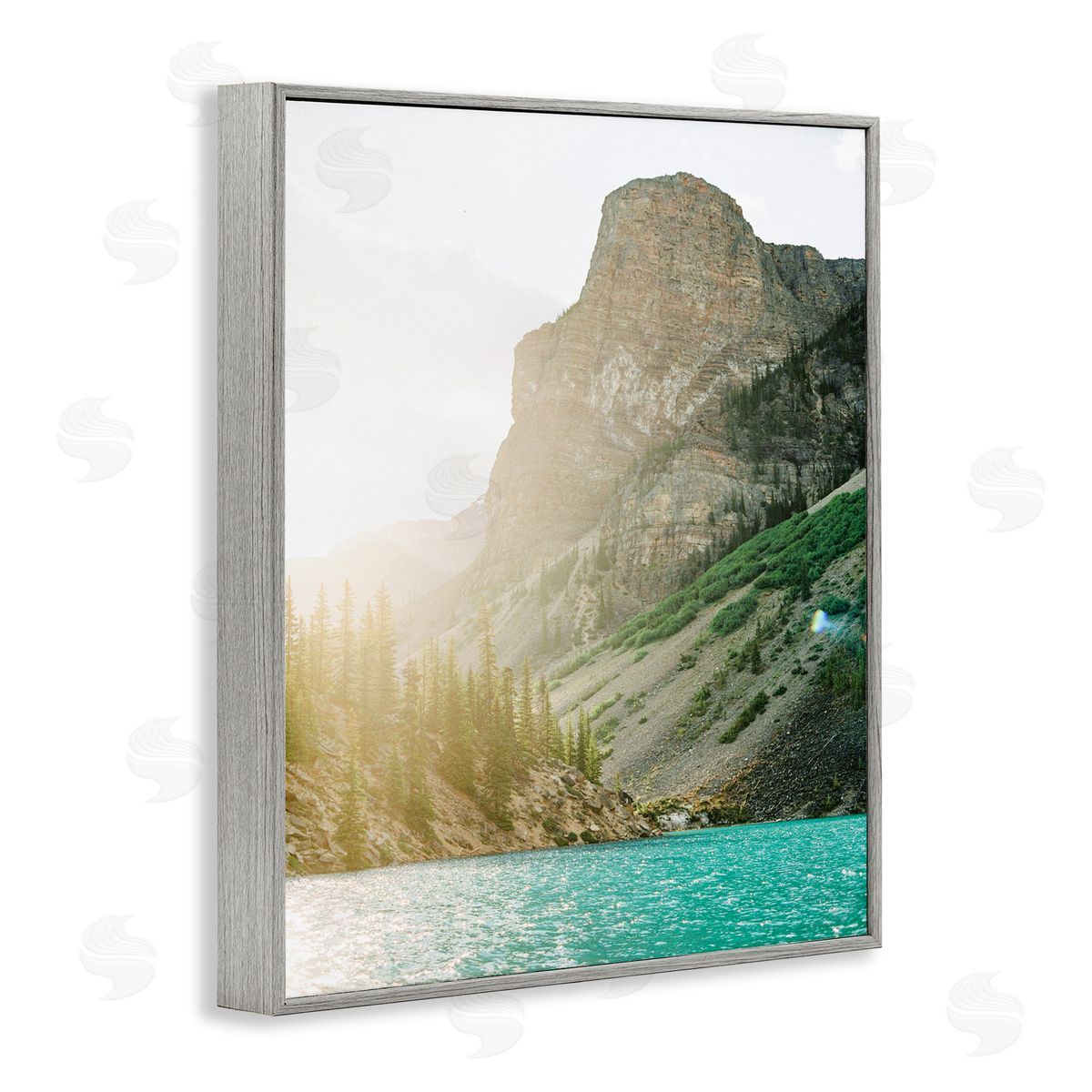 Sunlit Hills Peak Grey Frame Print Wall Art, Home Decor by Justine Milton