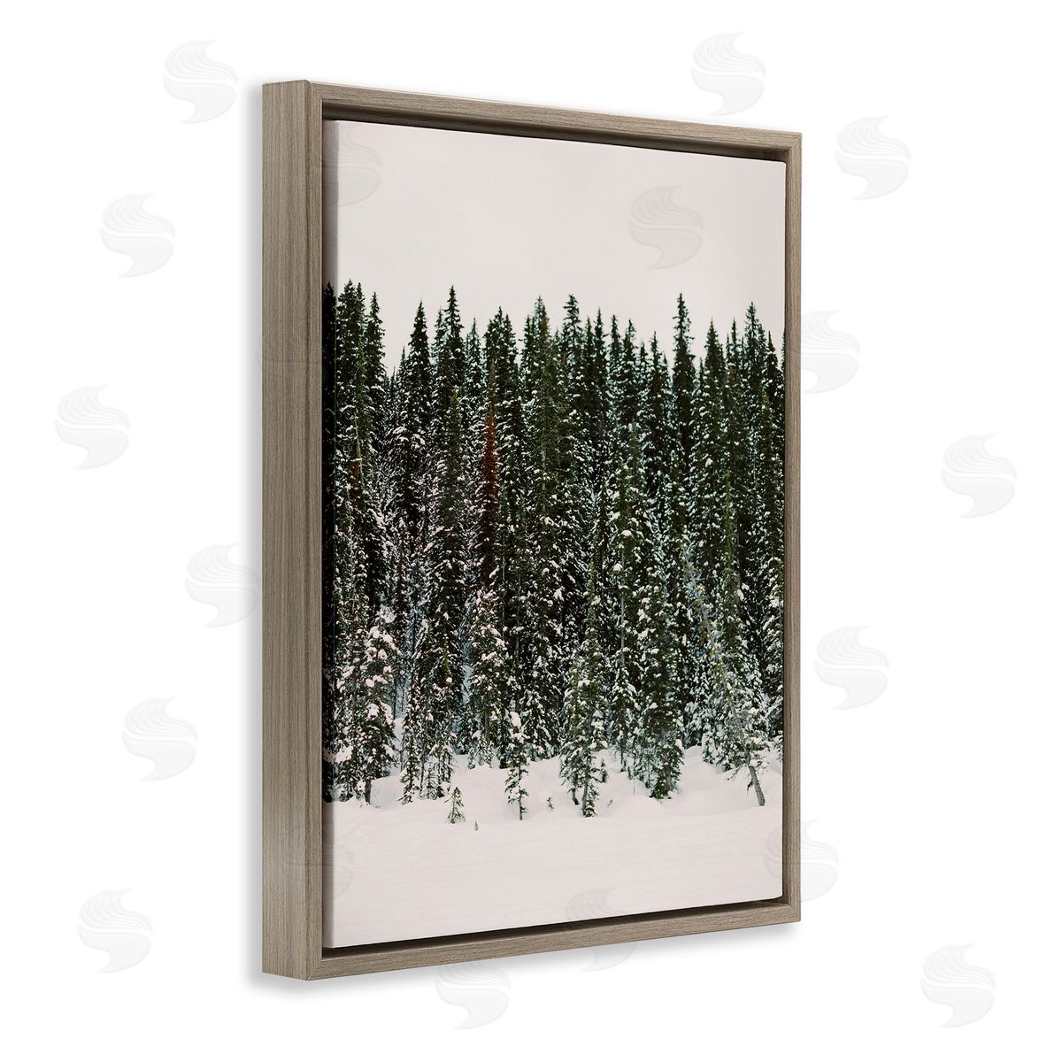 Winter Forest Grove Brown Floating Frame Canvas Wall Art, Home Decor by Justine Milton