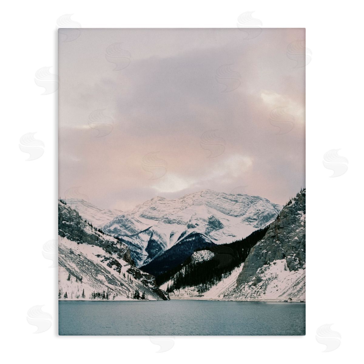 Snowy Peaks Seascape Canvas Wall Art, Home Decor by Justine Milton