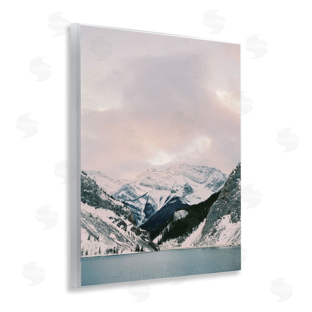 Snowy Peaks Seascape Wood Plaque Wall Art, Home Decor by Justine Milton