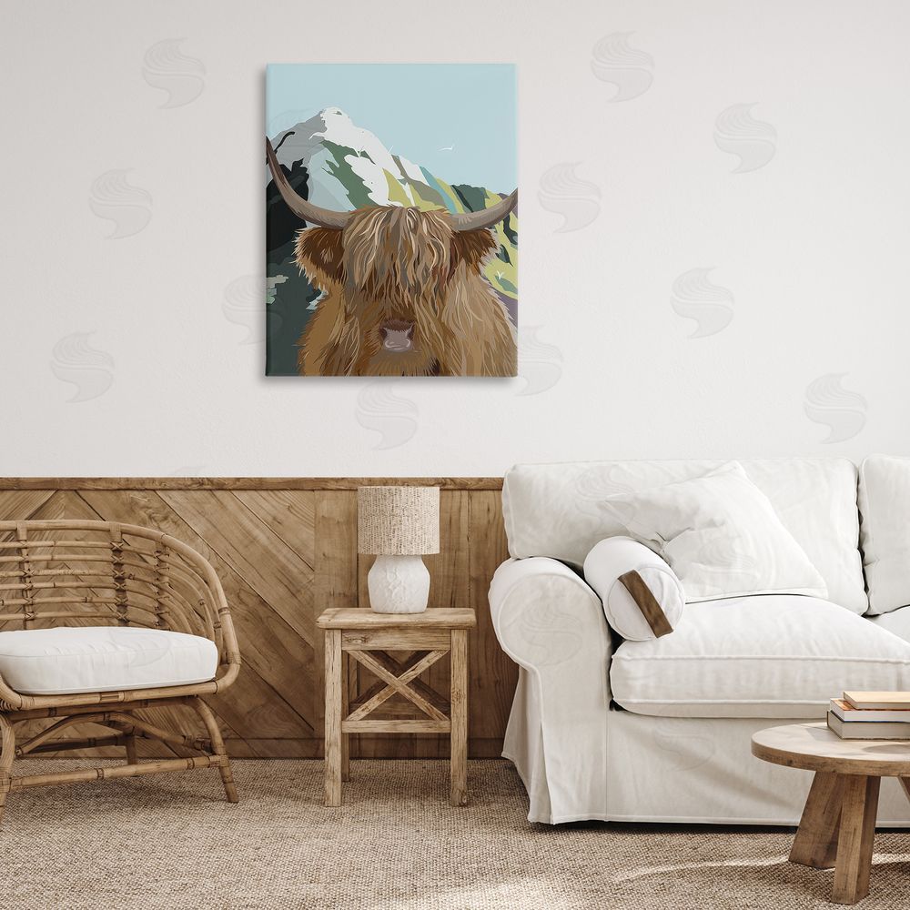 Betty Boynes Mountain Cattle Scene Canvas Wall Art Print in Room