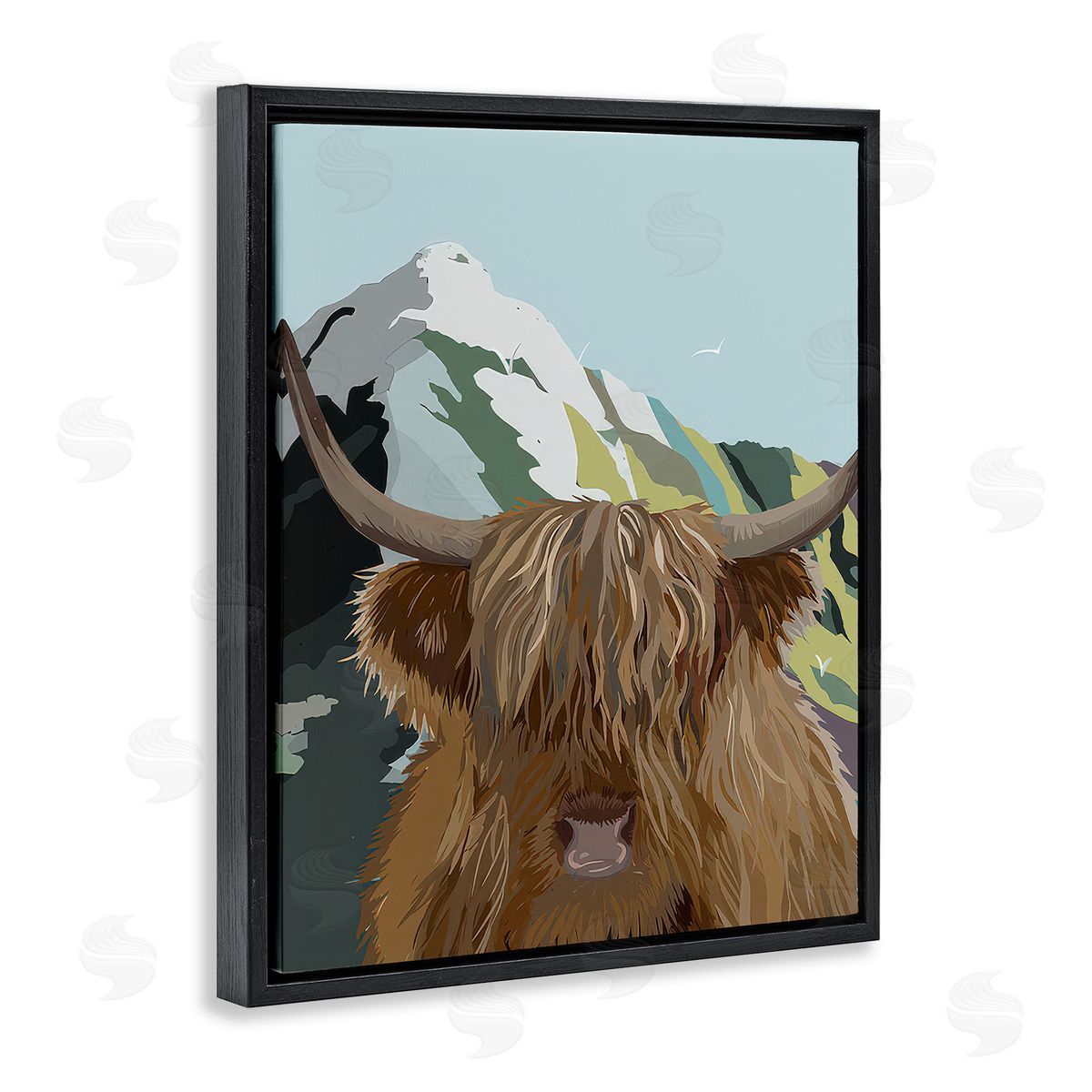 Betty Boynes Mountain Cattle Scene Black Floating Frame Canvas Wall Art Print