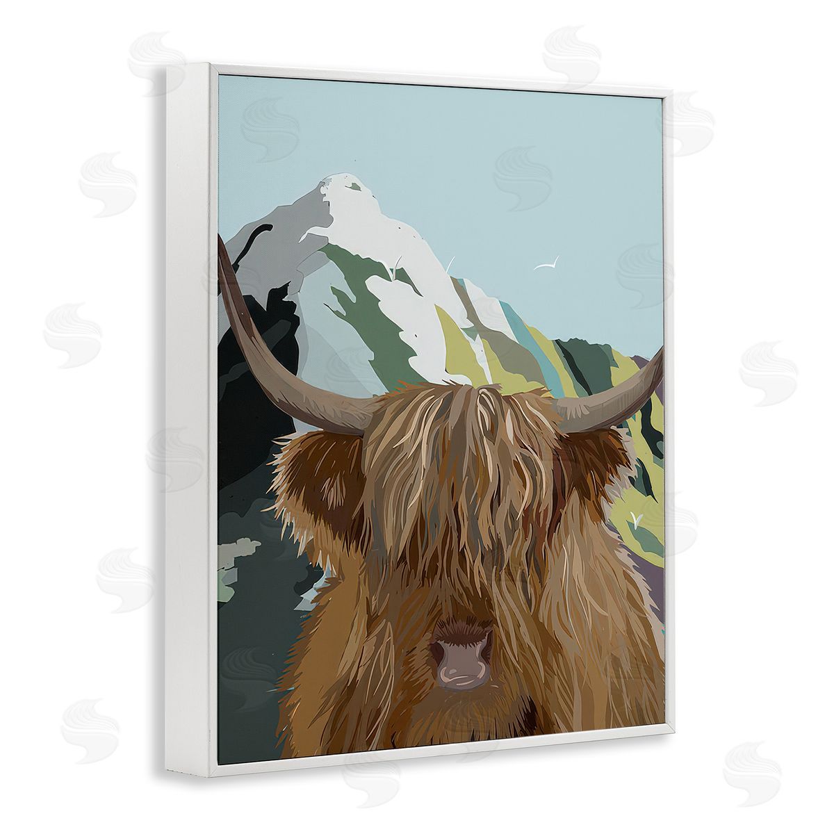 Betty Boynes Mountain Cattle Scene White Framed Giclee Wall Art Print