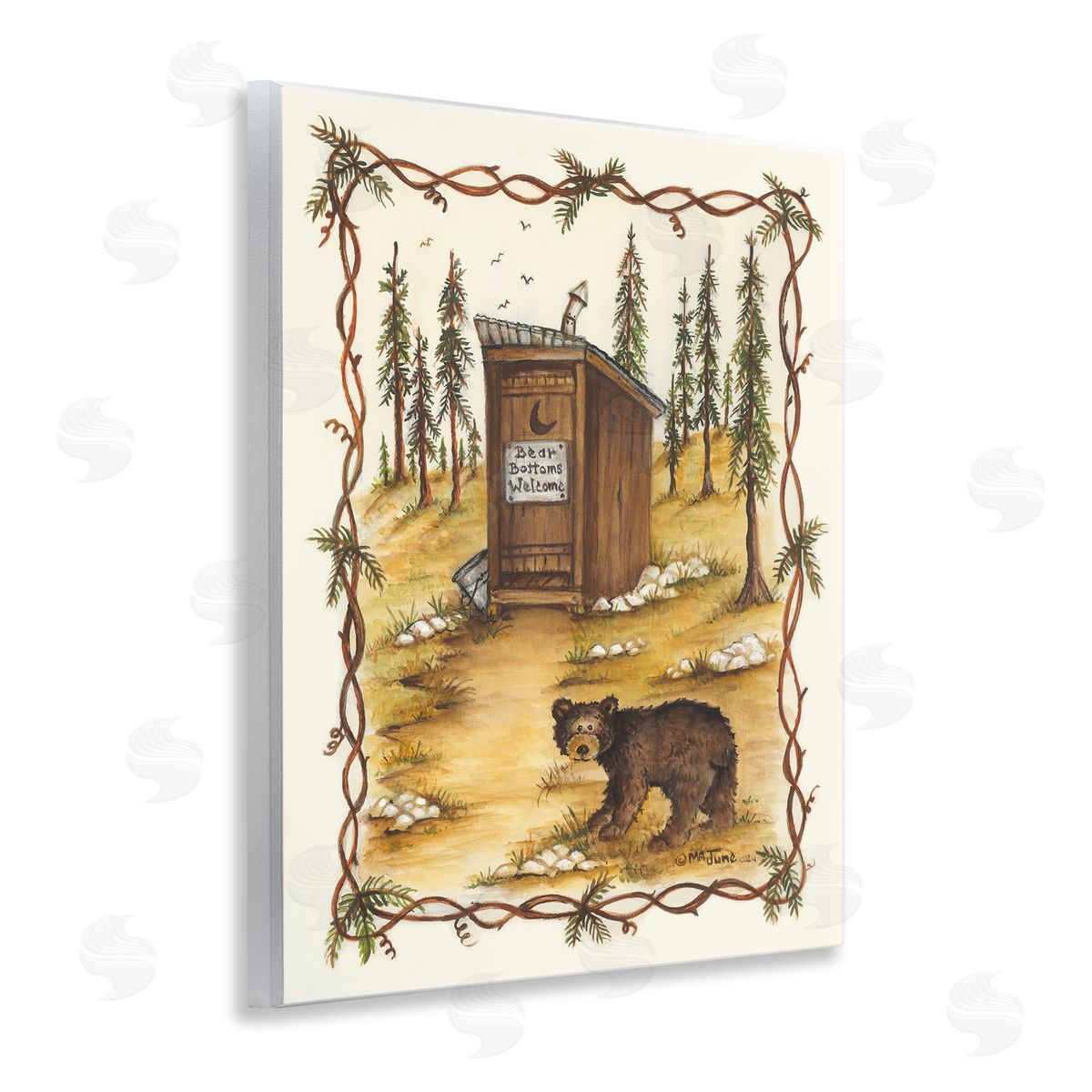 Bear Bottoms Welcome Wood Plaque Wall Art, Home Decor by Mary Ann June