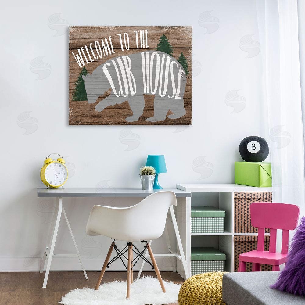 Stupell Studio Welcome Cub House Canvas Wall Art Print in Room
