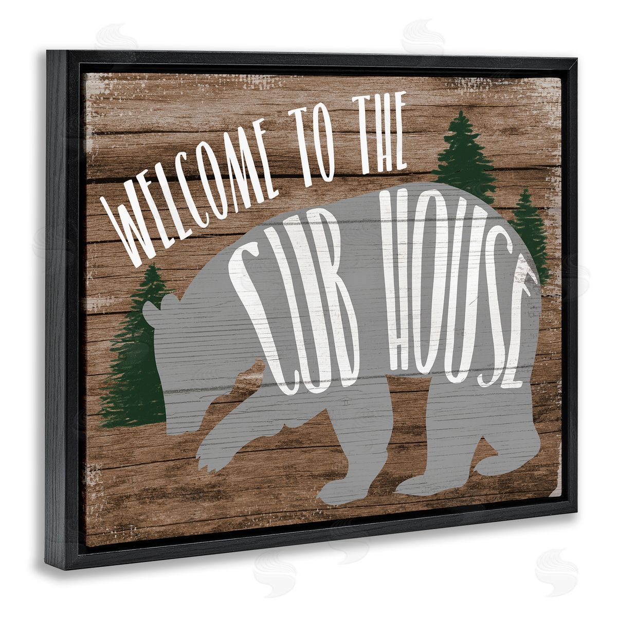 Stupell Studio Welcome Cub House Black Floating Frame Canvas Wall Art Print