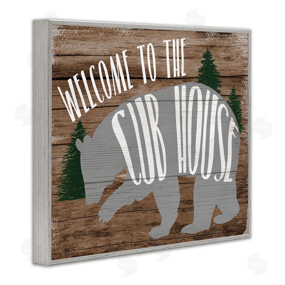Stupell Studio Welcome Cub House Gray Framed Giclee Wall Art Print
