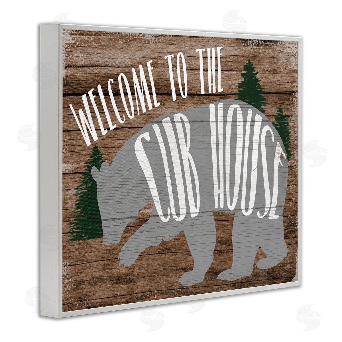 Stupell Studio Welcome Cub House White Framed Giclee Wall Art Print