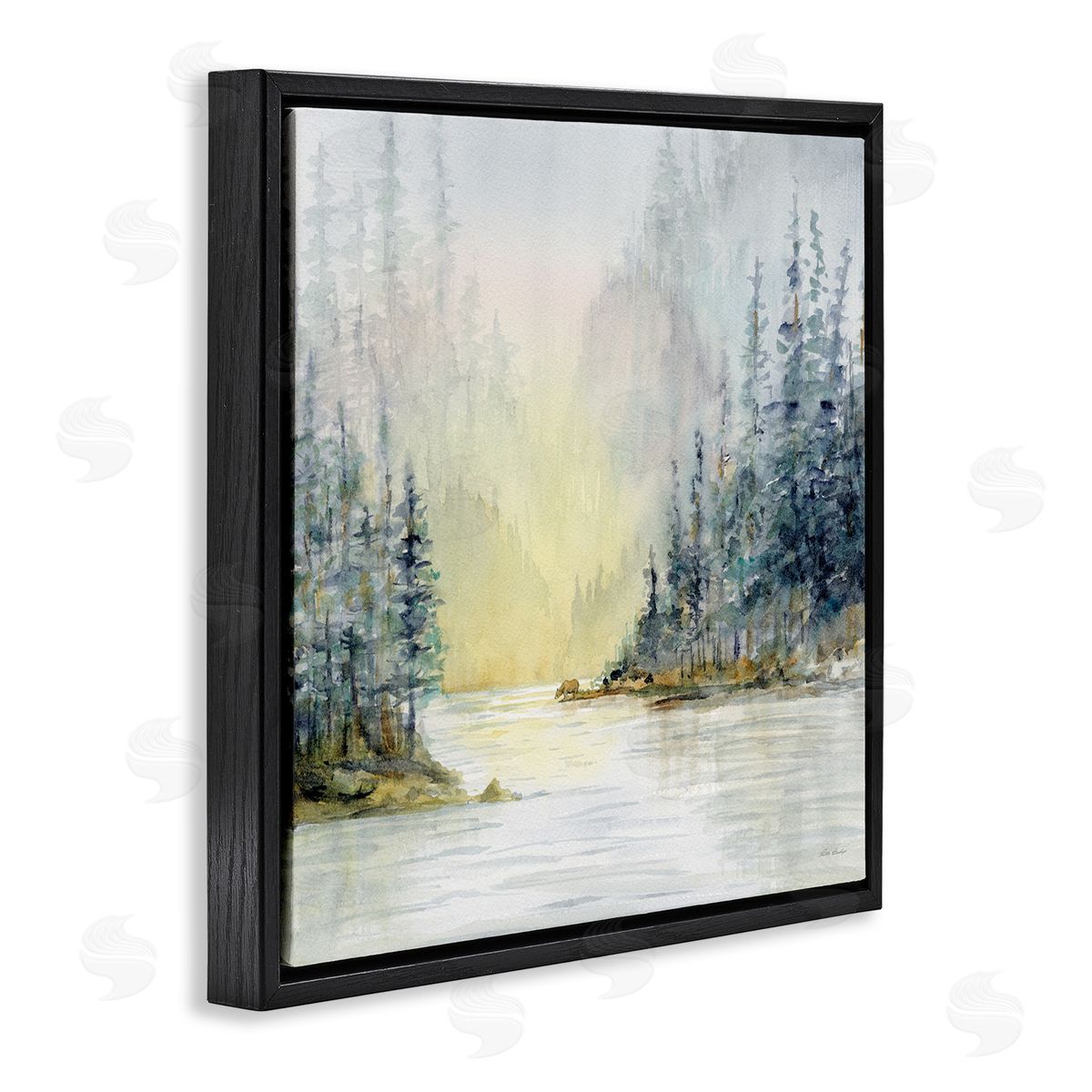 Patti Bishop Winter Woodland Scene Black Floating Frame Canvas Wall Art Print
