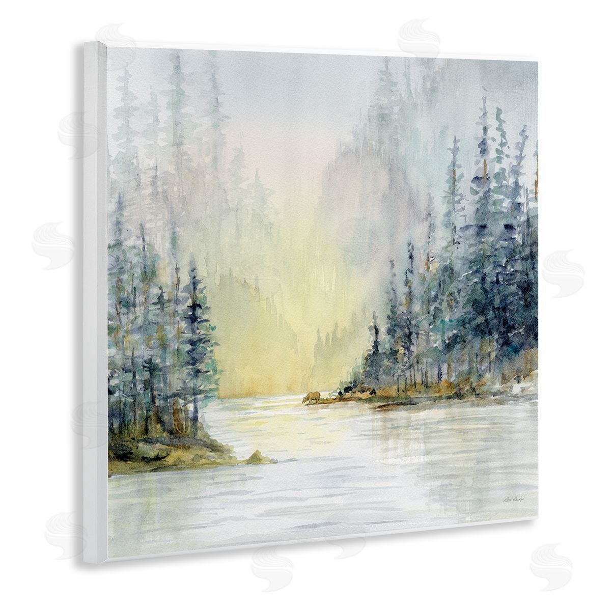 Patti Bishop Winter Woodland Scene Wooden Wall Plaque Art Print