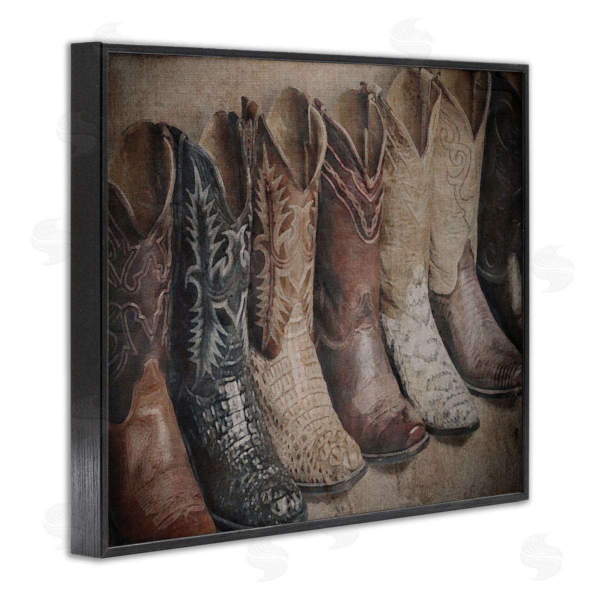 Texan Lineup Boots Black Frame Print Wall Art, Home Decor by RileyB