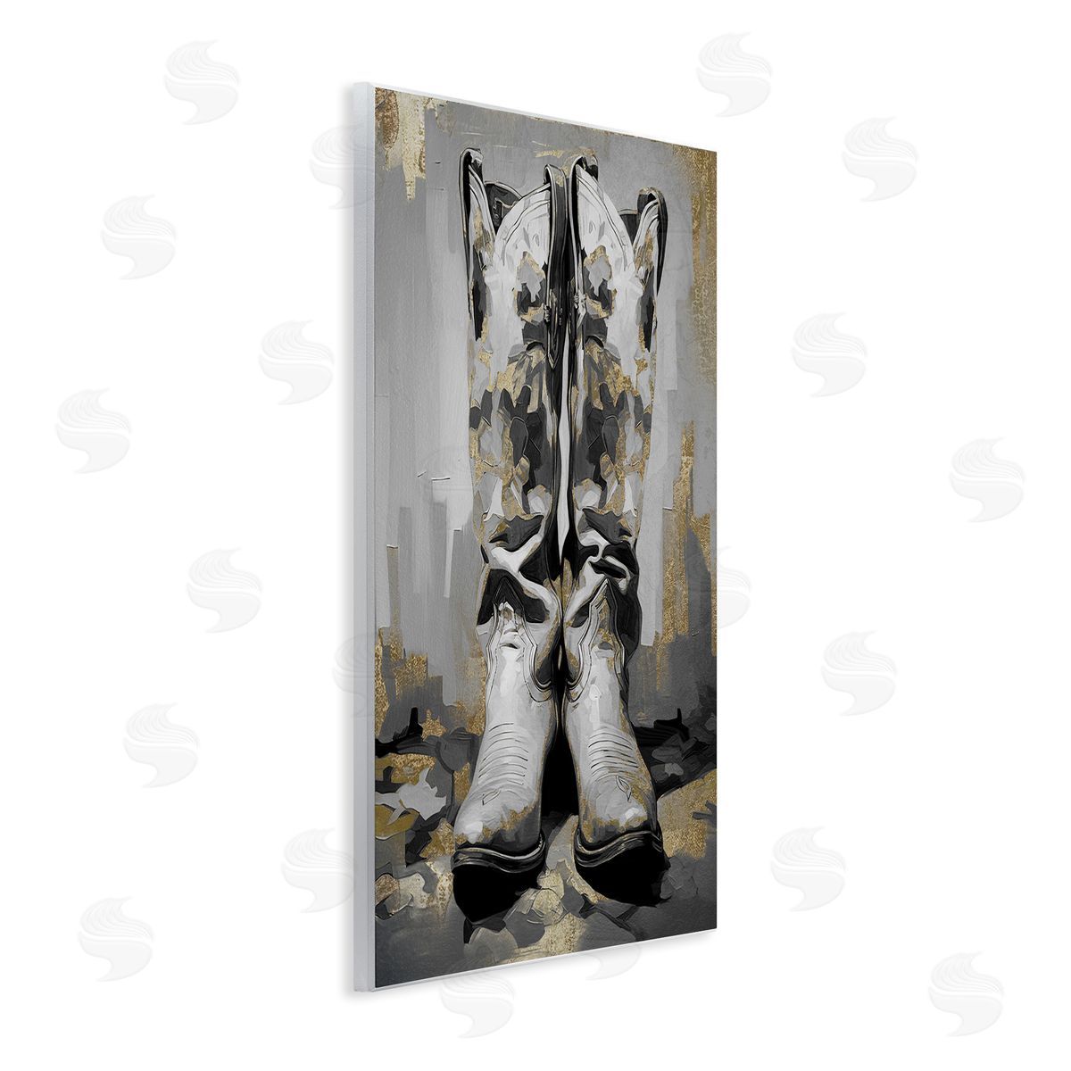 Glam Streaked Boots Wood Plaque Wall Art, Home Decor by Sasha