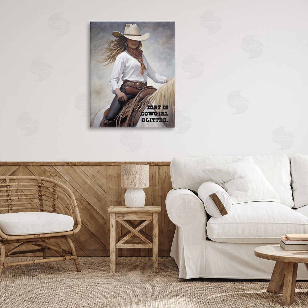 Sasha Dirt Is Cowgirl Glitter Canvas Wall Art Print in Room