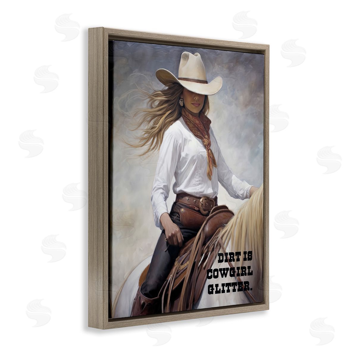 Sasha Dirt Is Cowgirl Glitter Brown Floating Frame Canvas Wall Art Print