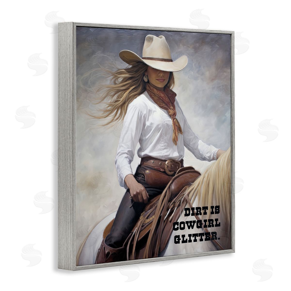 Sasha Dirt Is Cowgirl Glitter Gray Framed Giclee Wall Art Print