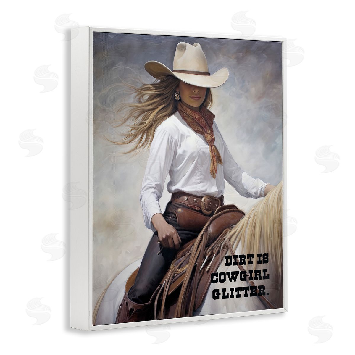 Sasha Dirt Is Cowgirl Glitter White Framed Giclee Wall Art Print