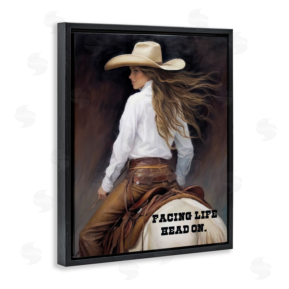 Sasha Face Life Head On Black Floating Frame Canvas Wall Art Print