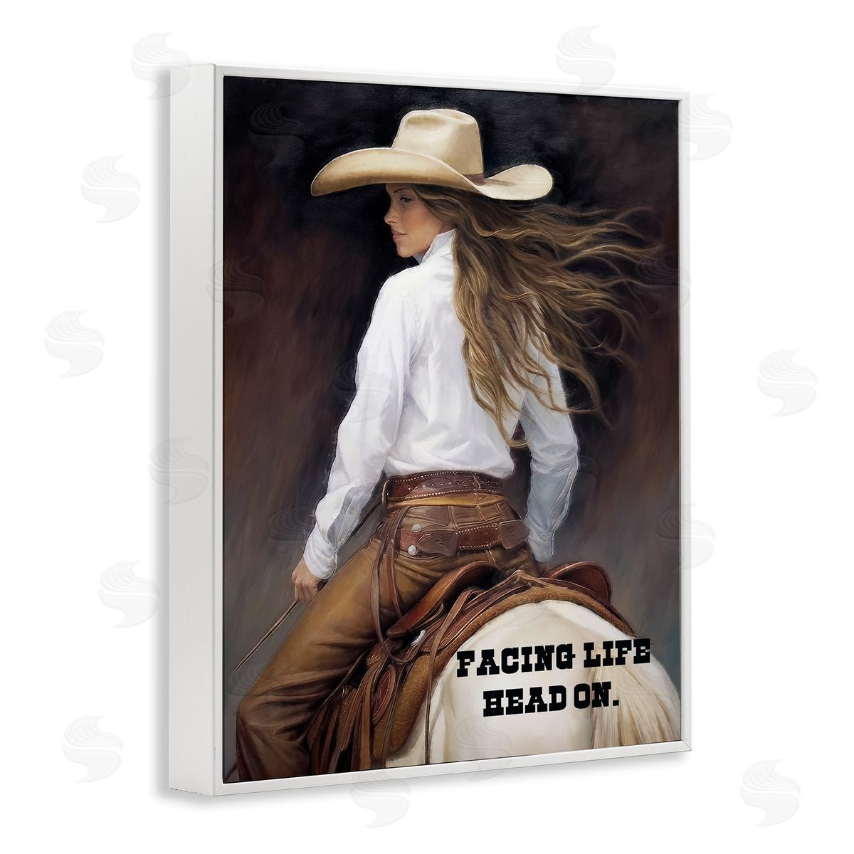 Sasha Face Life Head On White Framed Giclee Wall Art Print