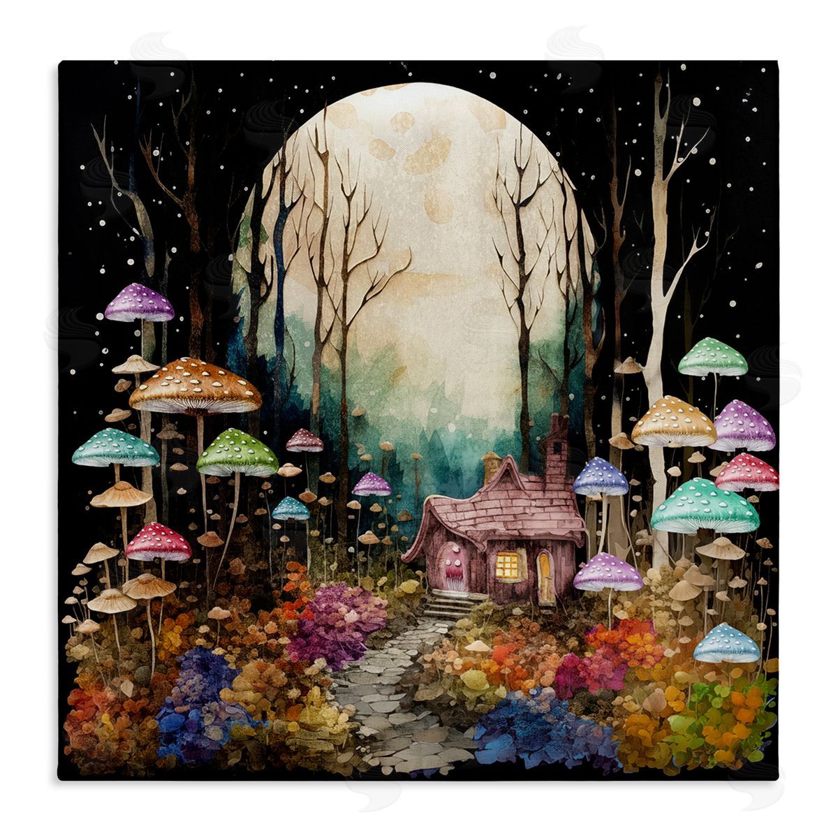 Sasha Quirky Mushroom Forest Canvas Wall Art Print