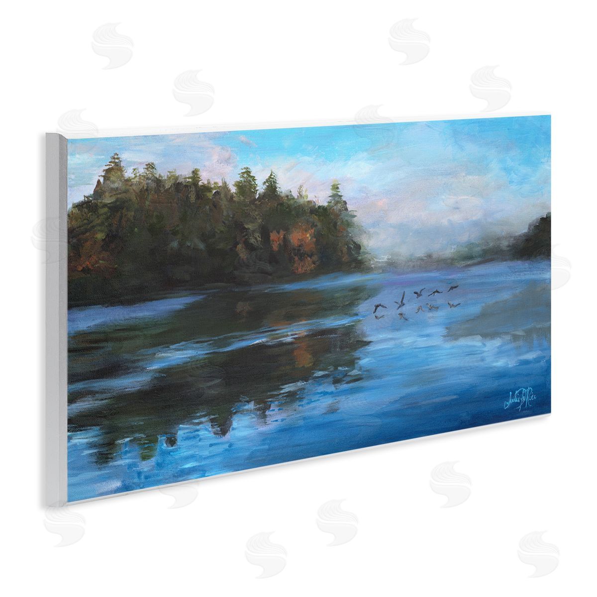 Birds Along River Wood Plaque Wall Art, Home Decor by Julie Derice