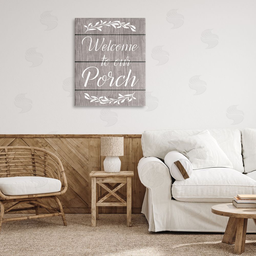Ziwei Li Rustic Welcome Porch Canvas Wall Art Print in Room