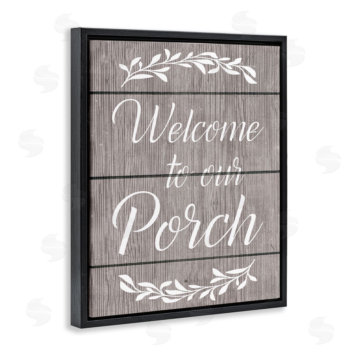 Ziwei Li Rustic Welcome Porch Black Floating Frame Canvas Wall Art Print