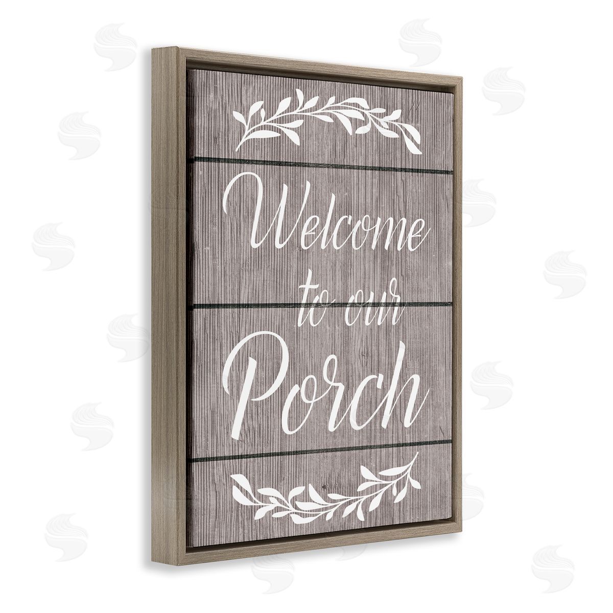 Ziwei Li Rustic Welcome Porch Brown Floating Frame Canvas Wall Art Print