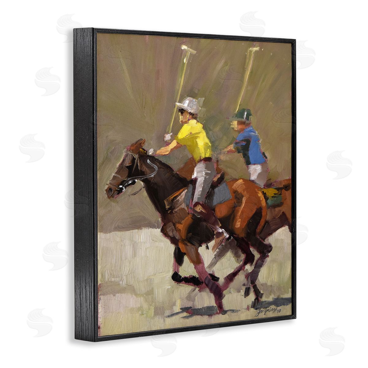 Jeri Ireland Polo Player Athletes Black Framed Giclee Wall Art Print
