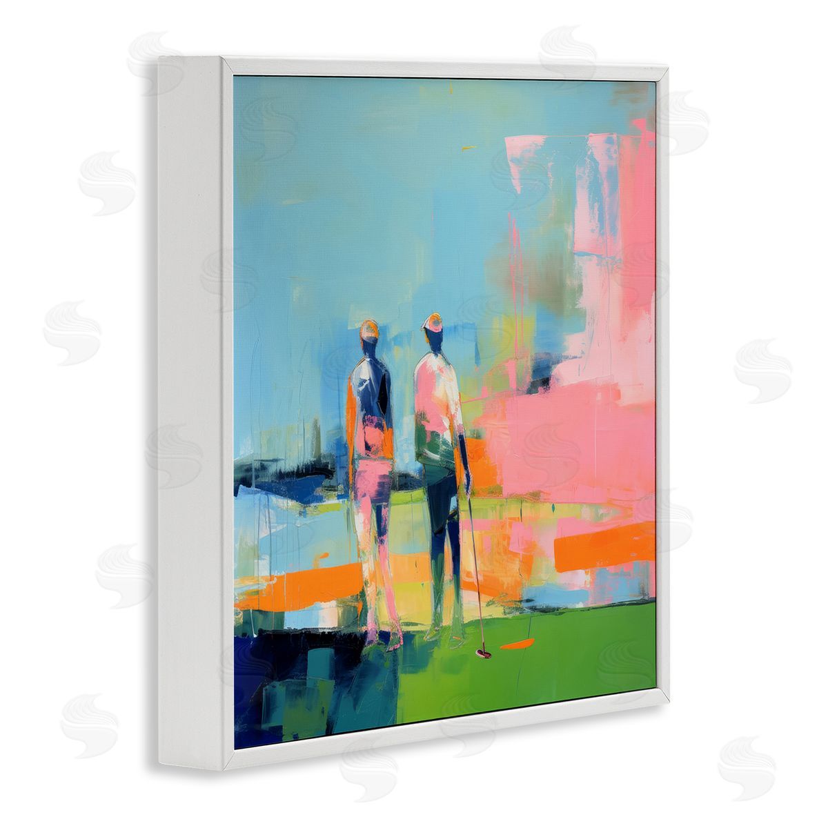 Irena Orlov Abstract Golfing Scene White Framed Giclee Wall Art Print