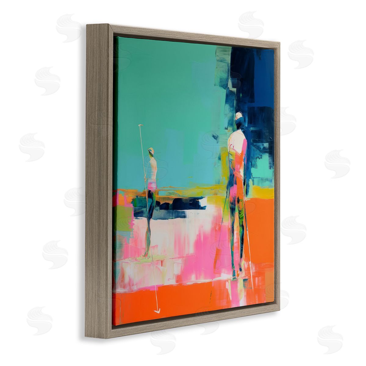 Irena Orlov Golf Course View Brown Floating Frame Canvas Wall Art Print