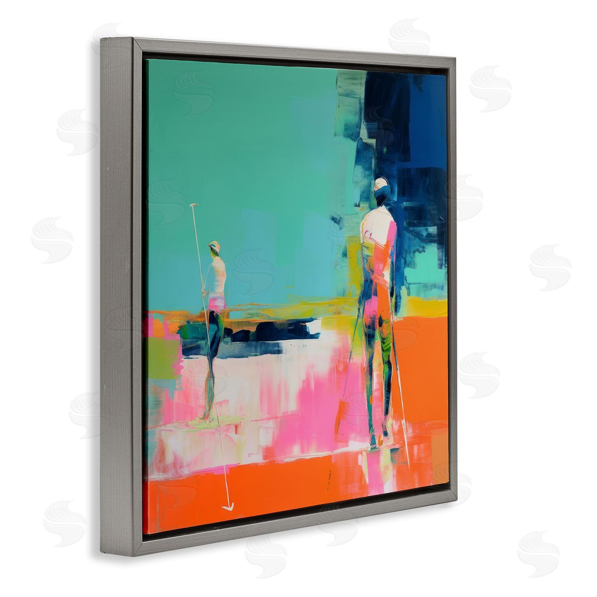 Irena Orlov Golf Course View Gray Floating Frame Canvas Wall Art Print