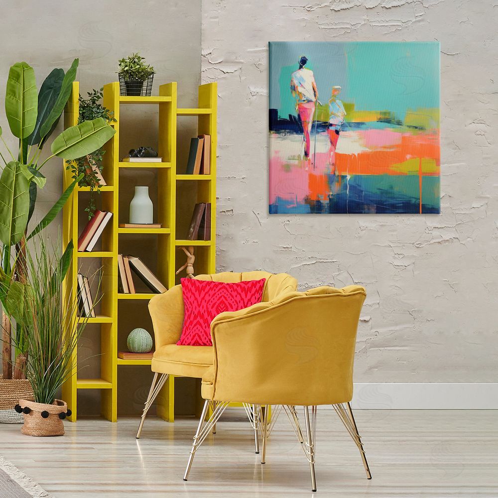 Irena Orlov People Golfing Abstraction Canvas Wall Art Print in Room