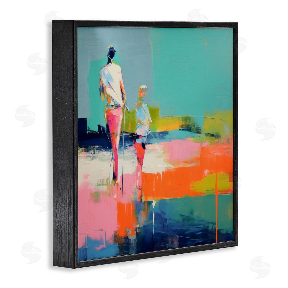 Irena Orlov People Golfing Abstraction Black Framed Giclee Wall Art Print