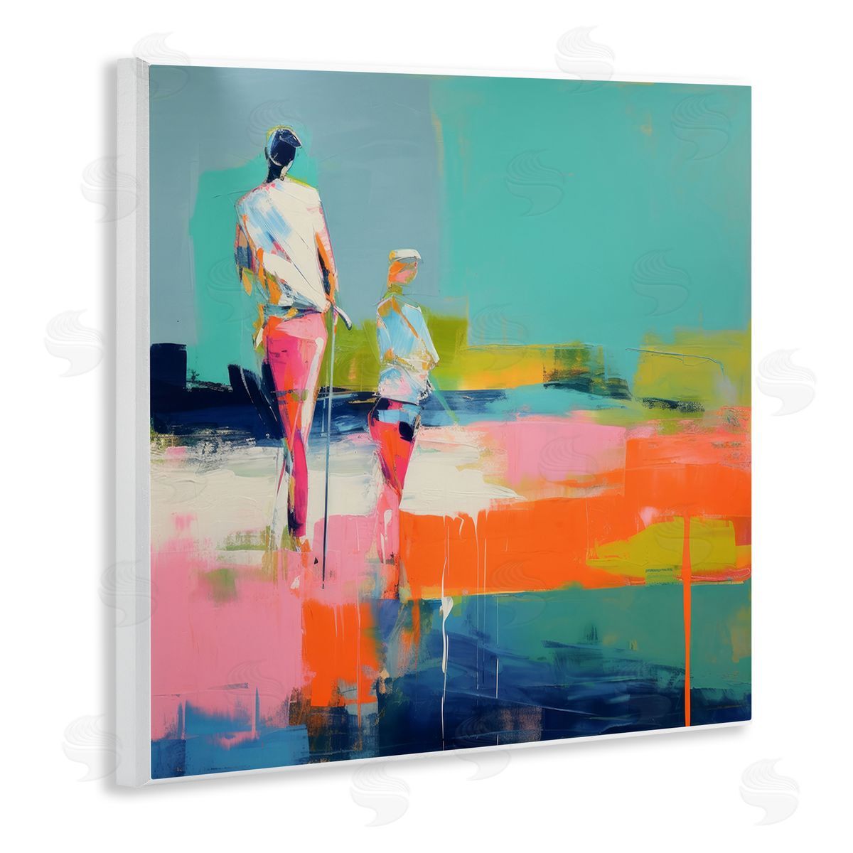 Irena Orlov People Golfing Abstraction Wooden Wall Plaque Art Print
