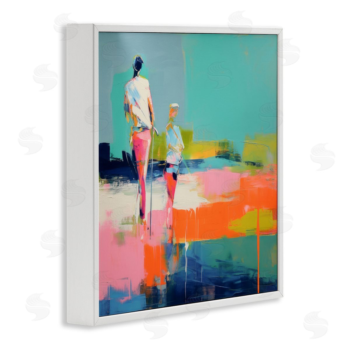 Irena Orlov People Golfing Abstraction White Framed Giclee Wall Art Print