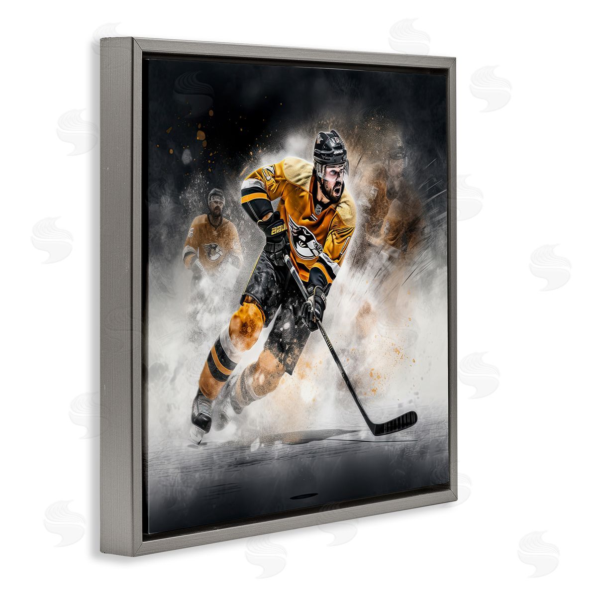 Jim Baldwin Hockey Player Athlete Gray Floating Frame Canvas Wall Art Print
