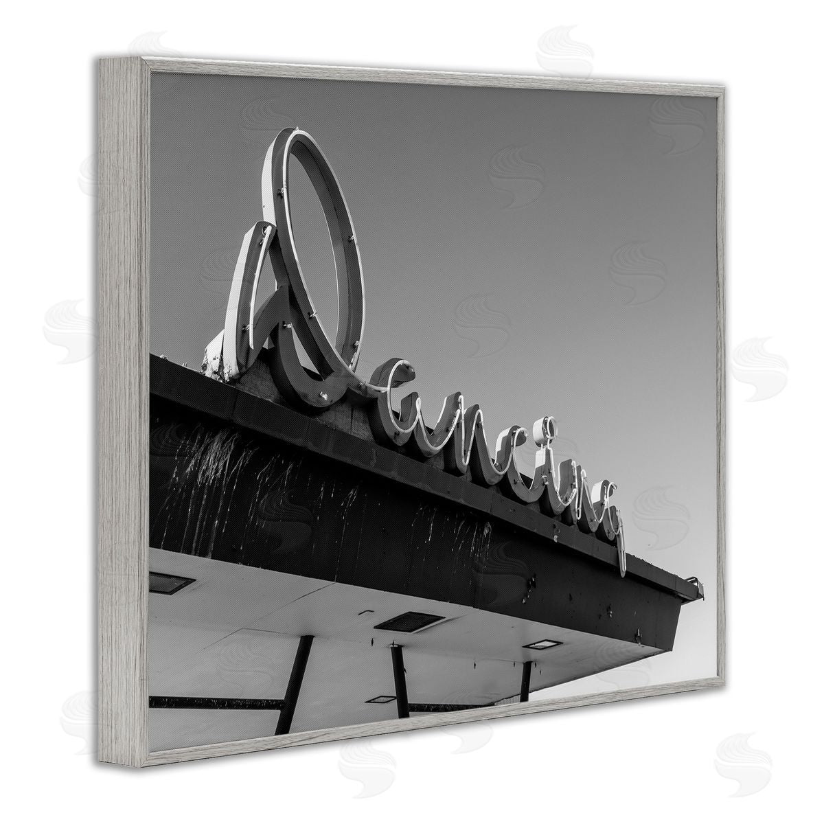 Stupell Studio Vintage Dancing Sign Gray Framed Giclee Wall Art Print